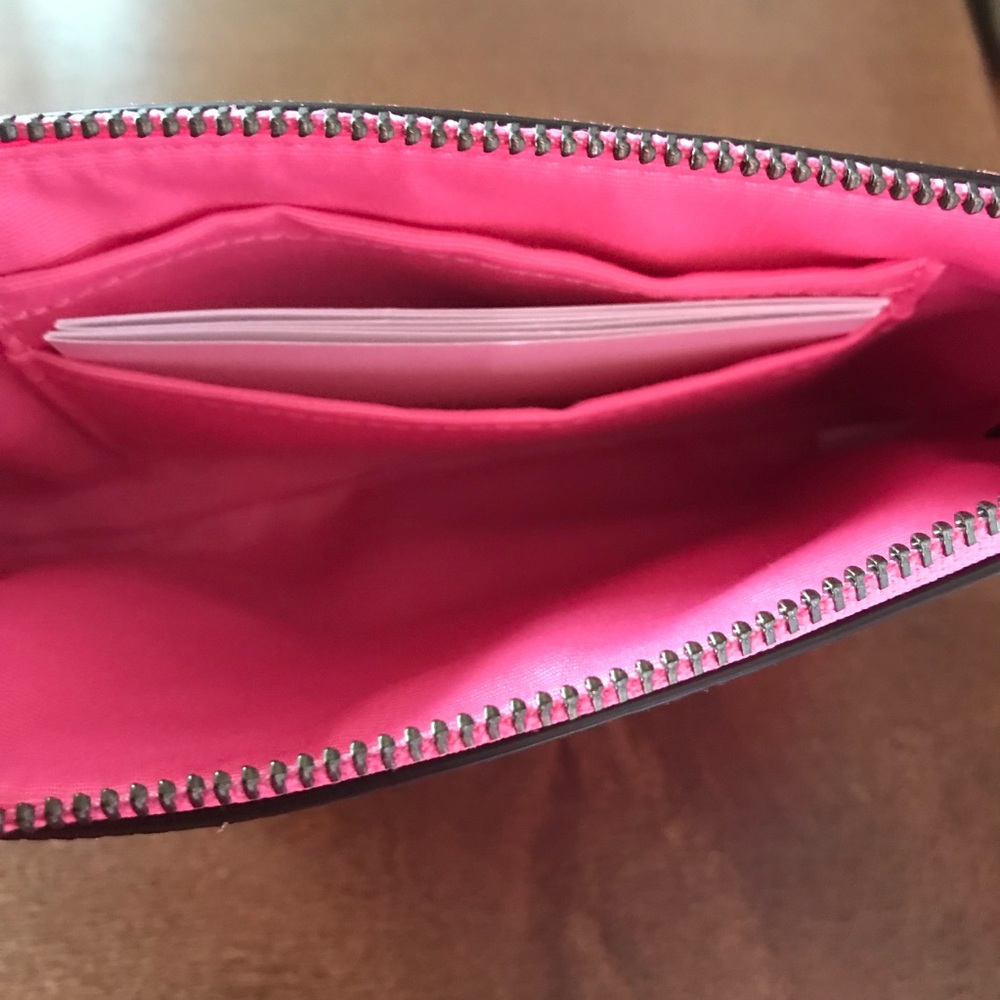 Coach Leather Grain Zip Wristlet Cotton Candy Pink - Picture 4 of 5